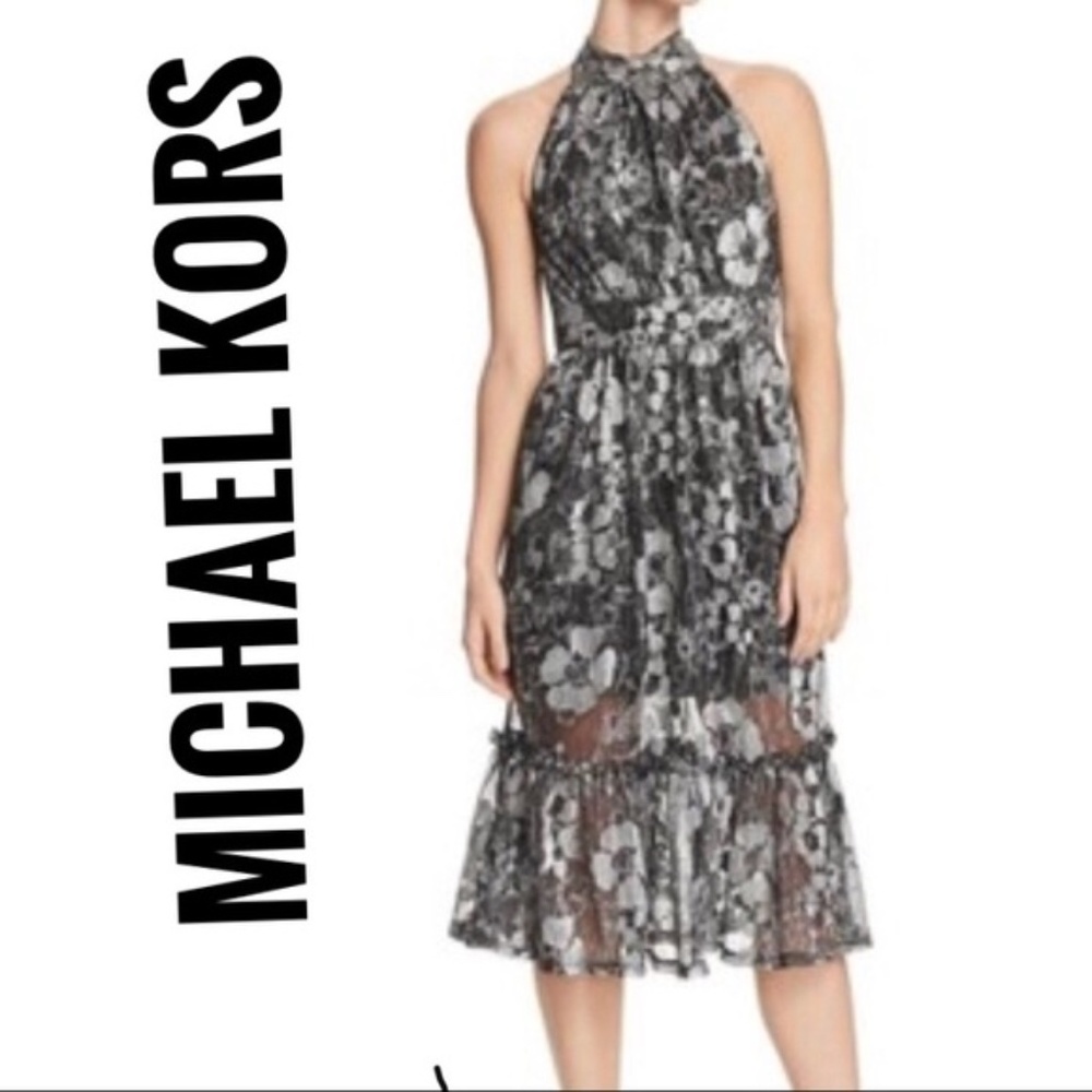 MICHAEL KORS Metallic Floral Sleeveless Dress - XS